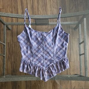 Urban Outfitters Kimichi Blue Jadeline Plaid Ruffle Cami
